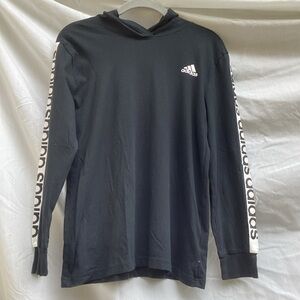 Adidas black long sleeve hooded athletic shirt, size medium